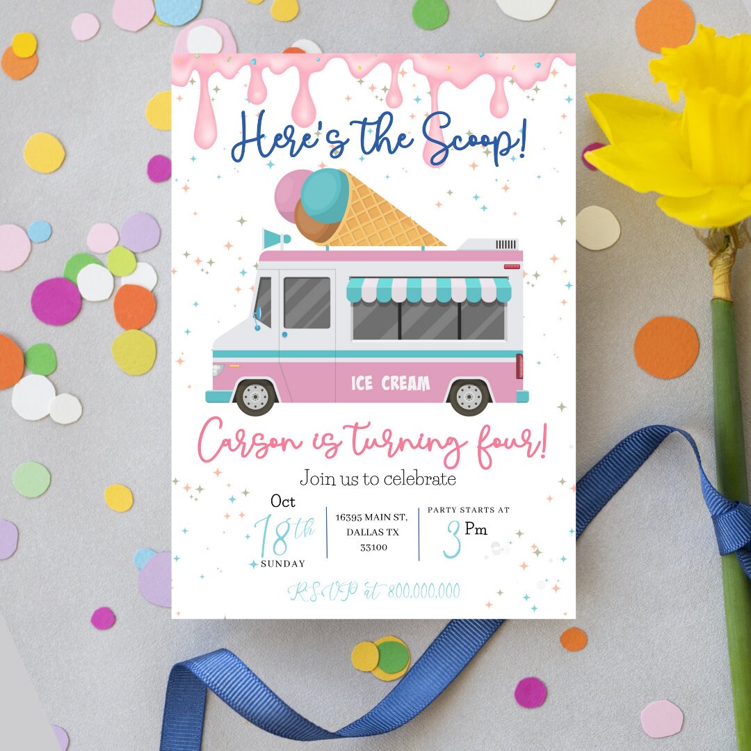 Editable and Printable Ice Cream Truck Birthday Party - Etsy