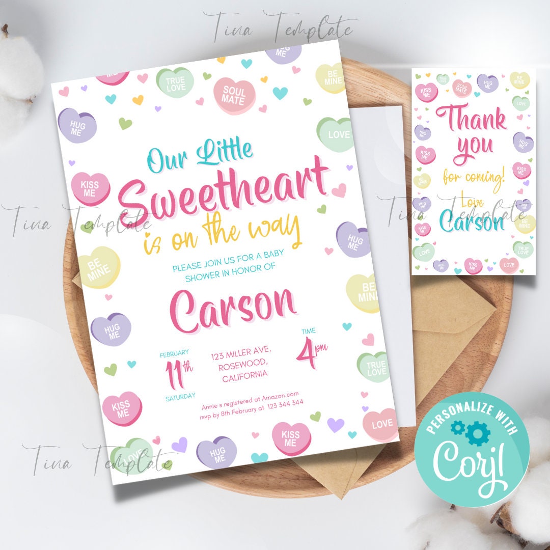 "A Little Sweetheart Is On Her Way" Banner - Valentine's Day Baby Shower Decor For Girl, Gender Reveal Party - View #7