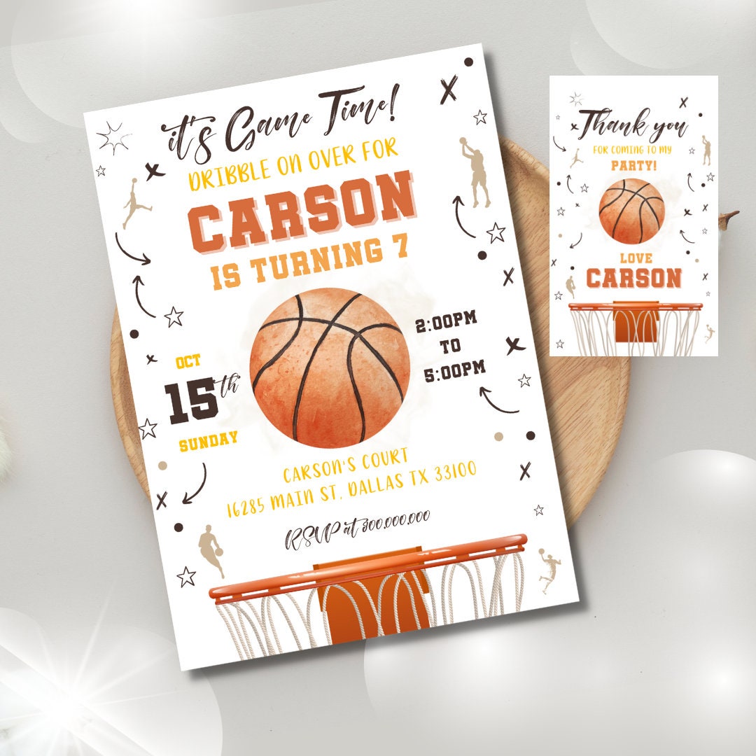Editable and Printable Basketball Birthday Party Invitation Template ...