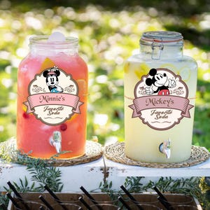 Mickey & Friends editable Drink Label, Disneyland Party Beverage Label, Mickey and Friend party decoration, Mickey and Friend Party