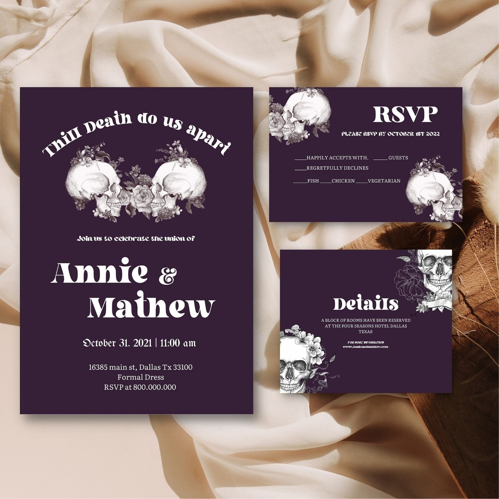 Editable and Printable Halloween Wedding Bundle Invitation - Etsy