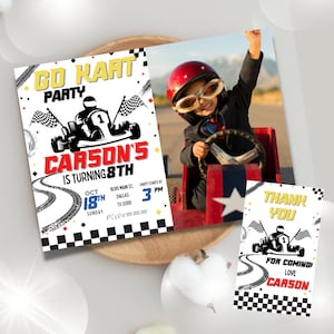 Editable and Printable Go-kart Party Photo Invitation Template, Go ...