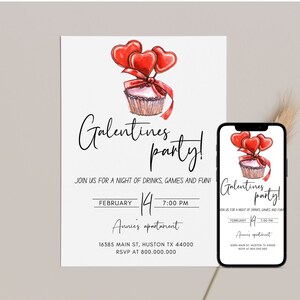 Editable and printable Galentines Day Party invitation, Galentines Girls Night, Valentines Girls Nights, Girls night, invitation template