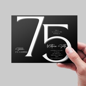 Editable and Printable 75th Elegant Birthday Invitation Template ...
