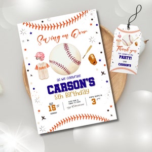 Editable and Printable Baseball Birthday Party Invitation Template ...