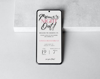 Editable Moms Night out mobile invitation template, Girls Night out phone invite, Elegant Mom Night text invitation, Editable in Canva
