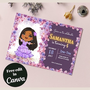 Drawing Encanto Isabella Birthday Invitation, Encanto Party Invite, Girl Encanto happy birthday invite, girl Encanto invitation customized