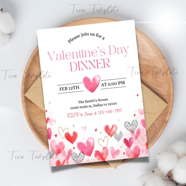 Editable Valentines Day Party invitation, Galentines Girls Night, Any event Valentines Girls Nights, Girls Dinner night, Brunch invite