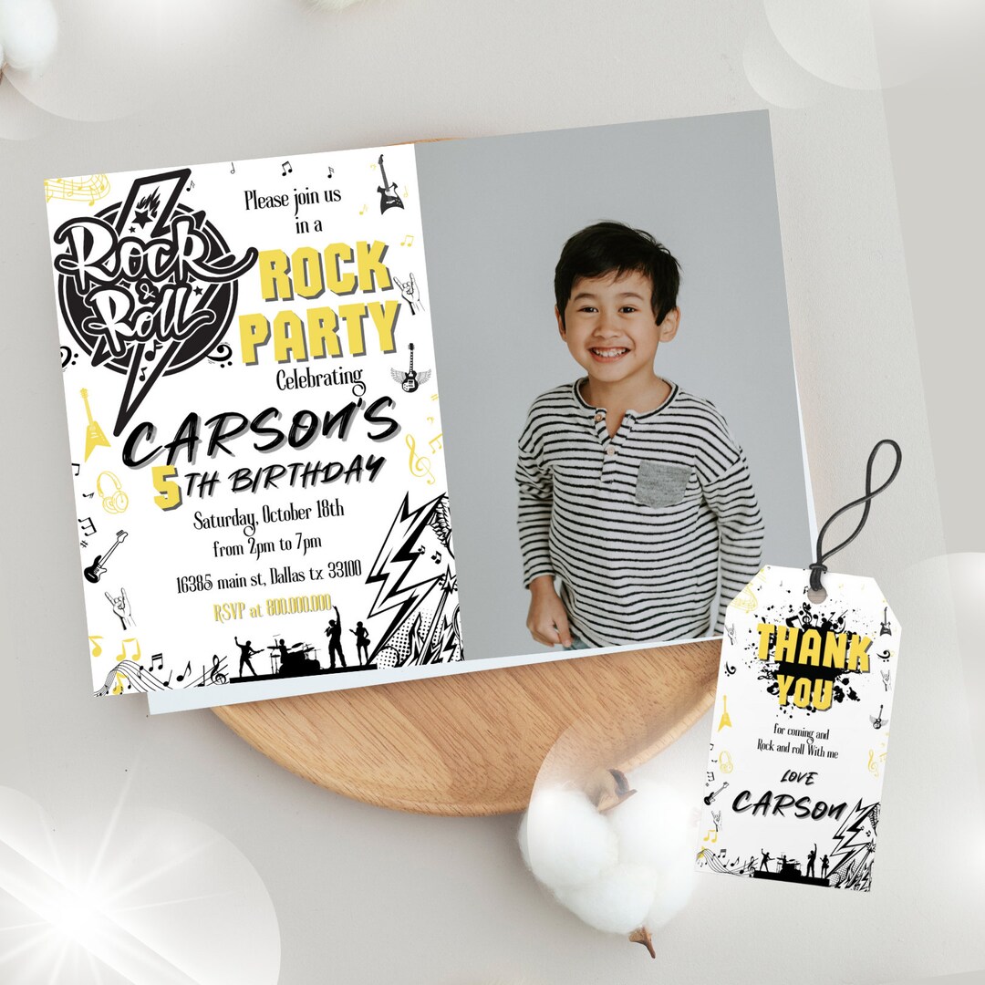Editable and Printable Rock and Roll Birthday Party Invitation, Rock ...