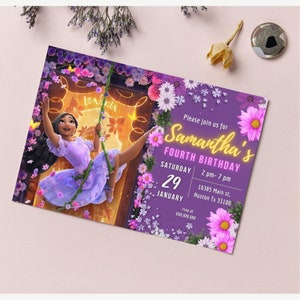 Encanto Isabella Birthday Invitation, Encanto Party Invite, Girl Encanto happy birthday invite, girl Encanto invitation customized, Canva