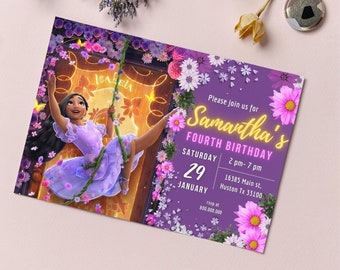 Encanto Isabella Birthday Invitation, Encanto Party Invite, Girl Encanto happy birthday invite, girl Encanto invitation customized, Canva