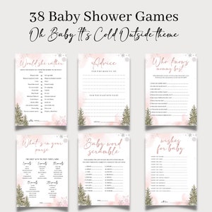 31 Baby It&#39;s Cold Outside theme Baby Shower Games Bundle, December theme Baby shower activities, editable Games for baby shower Template