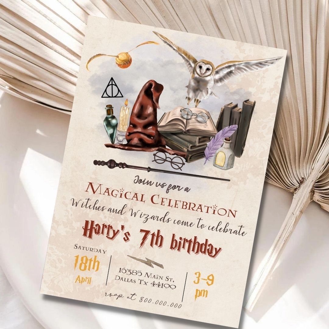 Electronic and Printable Wizard Birthday Party Printable Invitation ...