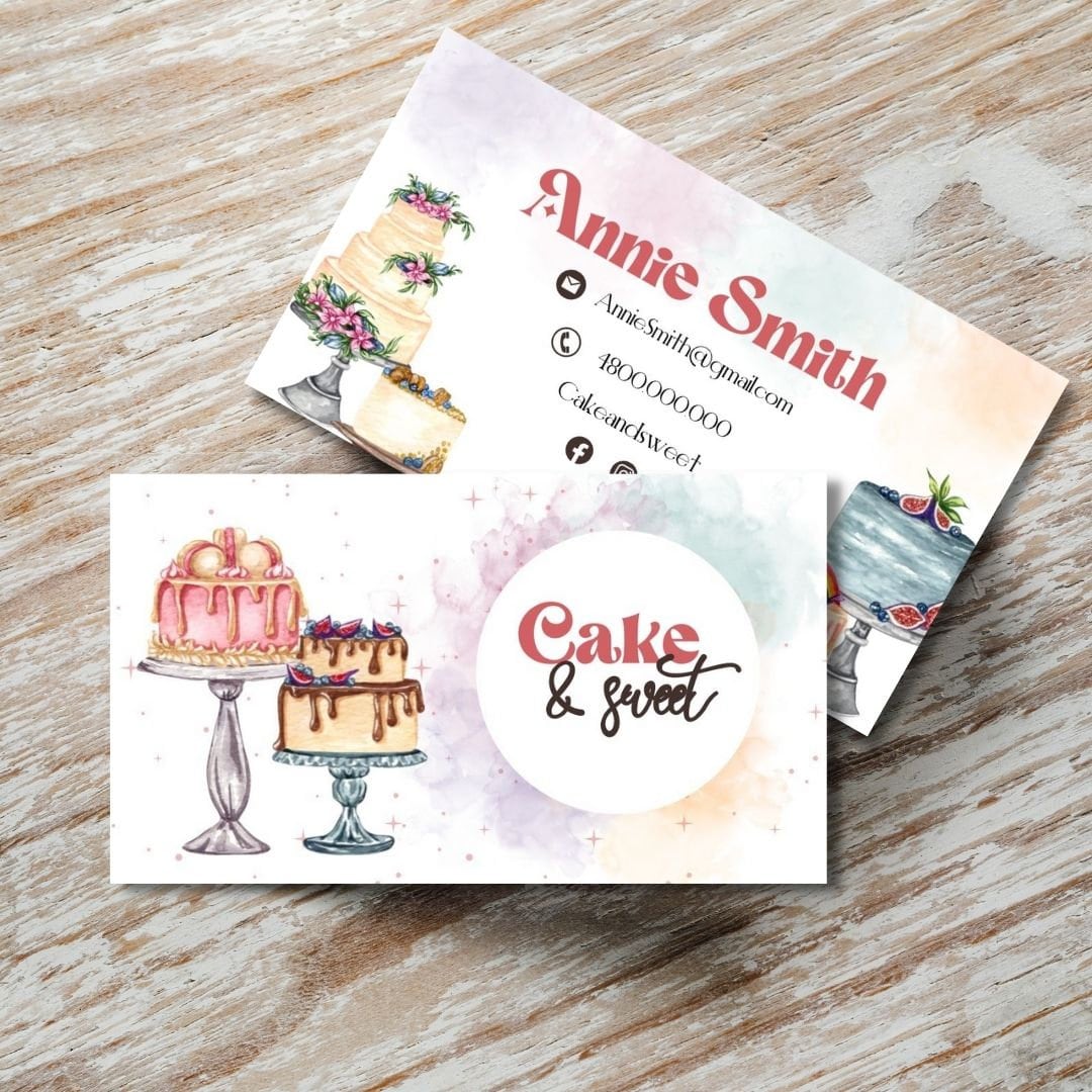 Editable Cake Business Card Design Template Sweet and Cake Etsy