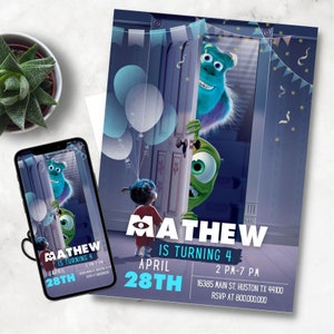 Printable and Electronic Monsters Kid Birthday Invitation template, Boy Monsters Happy Birthday Invite, Girl Monsters Birthday, Toddler