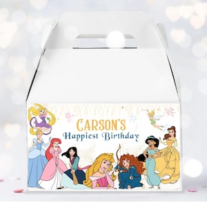 Editable Princess Gable Box Label, Princess Treat Box Label, Princess Treat Box Party Favor, Any age Princess Girl birthday box label
