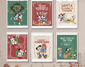 ミッキーと仲間たちのクリスマスサインテンプレート、ミッキーのクリスマスパーティーデコレーション、ミッキーと仲間たちのテーマパーティーサイン、