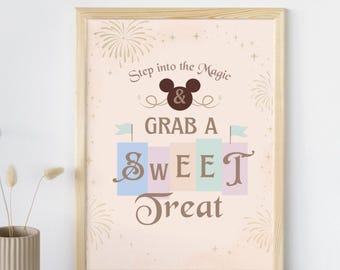 Disneyland Sweet Treat Sign, Happiest Birthday On Earth sign template, Mickey Birthday decor, Disneyland Baby Shower Decoration sign
