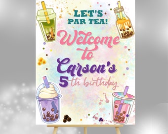 Editable and Printable Boba Tea welcome sing template, Boba Tea party poster sign, Bubble Tea themed decoration party, Welcome poster party