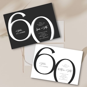 Editable and Printable 60th elegant Birthday invitation template, sixty Adult Minimalist Birthday invite, Women Birthday, Man Birthday