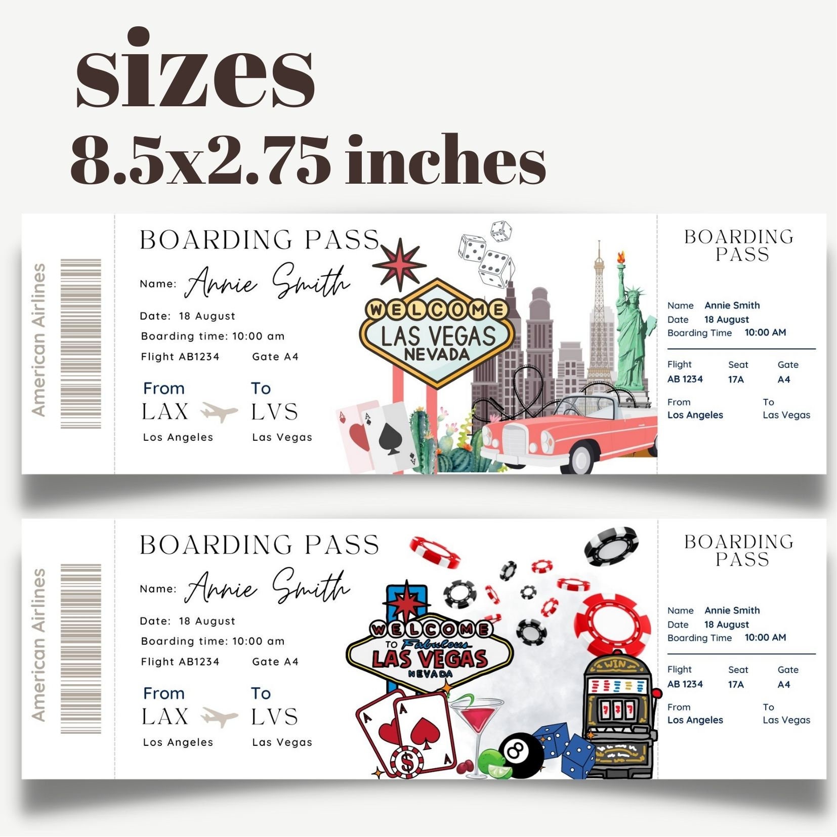 Printable and Editable Las Vegas Surprise Boarding Pass - Etsy