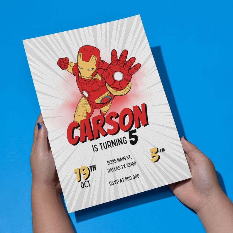 Editable Iron Man Birthday Party Invitation Template, Iron Man Party ...