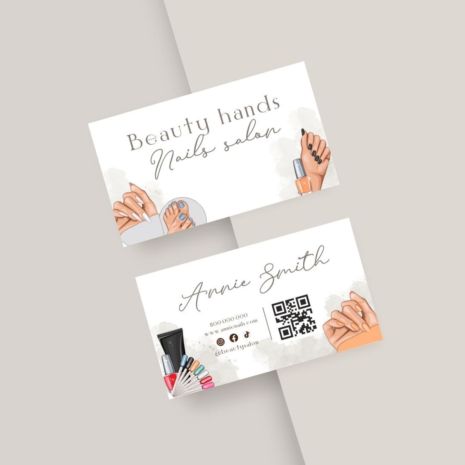 Editable and Printable Nail Tech Business Card Template With Etsy