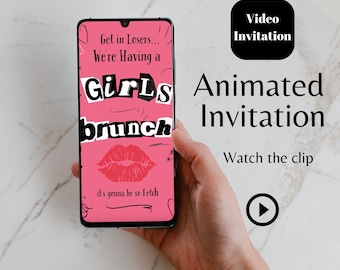 Mean Girls Inspired animated video Invitation, Girls Brunch video phone invite, Burn Book Birthday party evite, Girl pink party Mean Girls