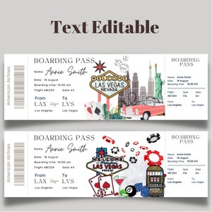 Printable and Editable Las Vegas Surprise Boarding Pass Ticket, Trip ...