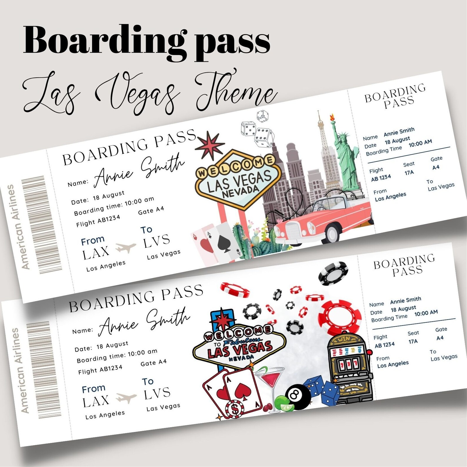 Printable and Editable Las Vegas Surprise Boarding Pass - Etsy