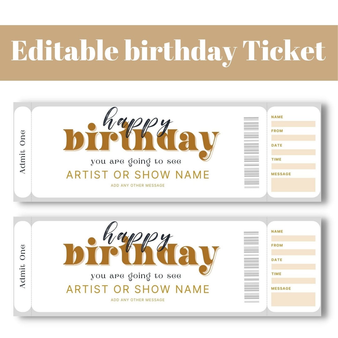 Editable and Printable Concert Ticket Editable, Surprise Concert Gift ...