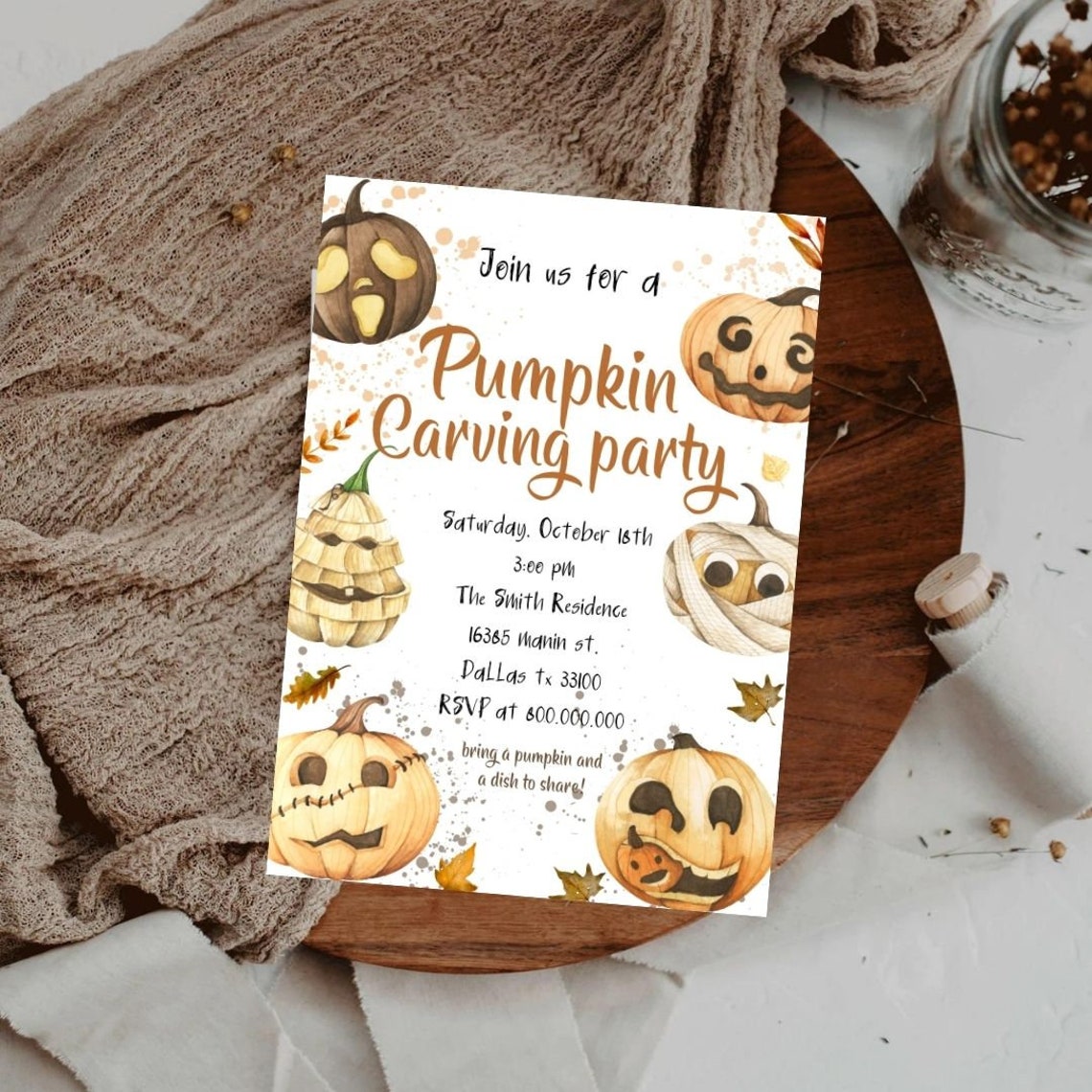 Editable Pumpkin Carving Party Template Invitation Pumpkin Etsy