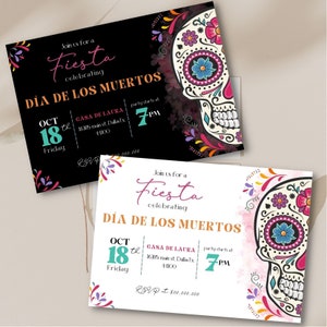 Plantilla de invitación del Día de Muertos, fiesta de Halloween, invitación del Día de Muertos, fiesta del Día de Los Muertos, invitación de fiesta digital