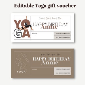 Editable Yoga Gift Coupon Template, Printable Yoga class gift Certificate, Gift Idea Digital Template, Yoga lover Gift Card, Meditation