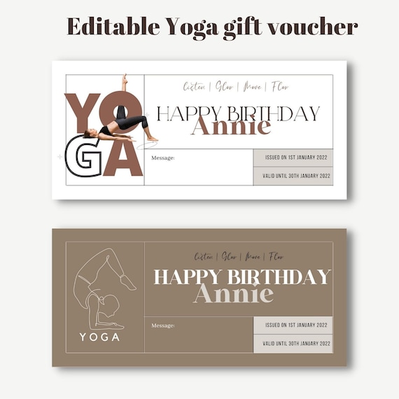 Editable Yoga Gift Coupon Template, Printable Yoga Class Gift Certificate,  Gift Idea Digital Template, Yoga Lover Gift Card, Meditation 