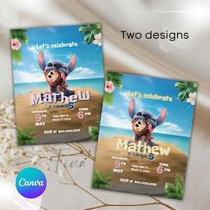 Lilo and Stitch birthday party invitation template, Lilo and Stitch Party invite, Stitch party, Lilo and Stitch party invitation