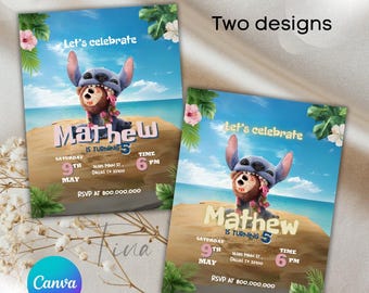Lilo and Stitch birthday party invitation template, Lilo and Stitch Party invite, Stitch party, Lilo and Stitch party invitation