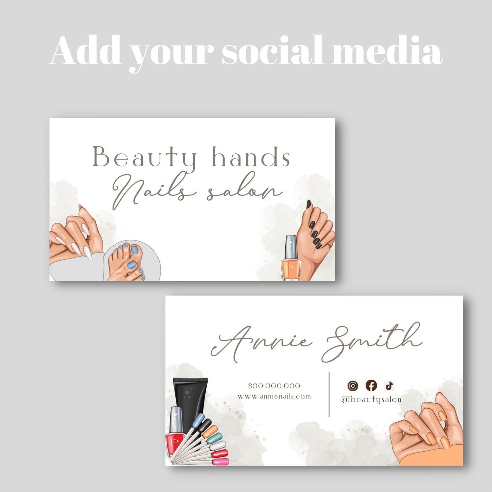 Editable and Printable Nail Tech Business Card Template Nails Etsy