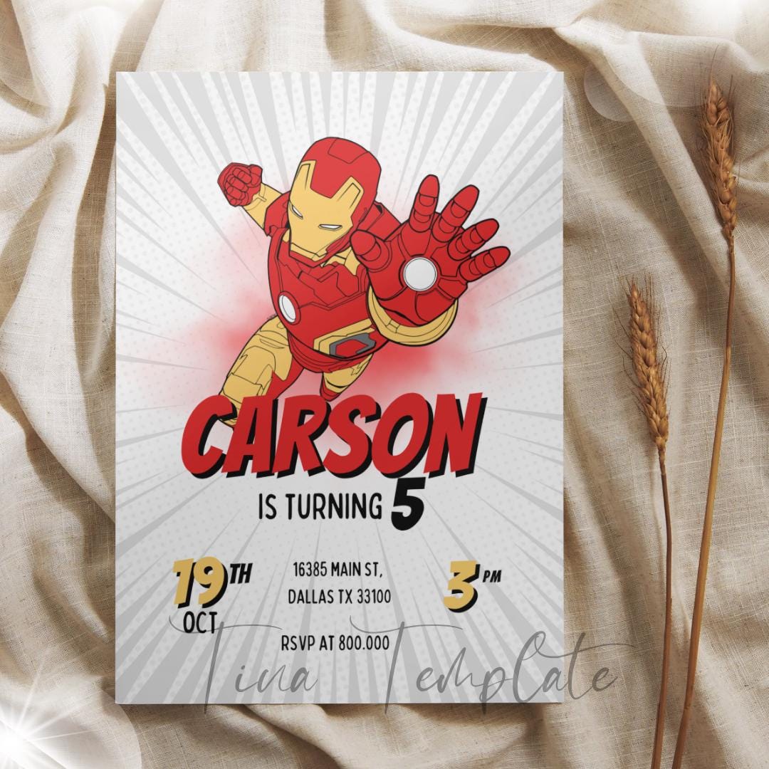 Editable Iron Man Birthday Party Invitation Template, Iron Man Party ...
