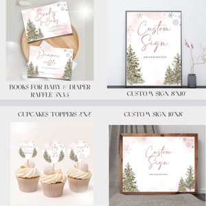 editable Baby It's Cold Outside Baby Shower bundle, Pink winter Bundle baby shower, Baby Shower invitation Game Pack, December Baby shower image 3