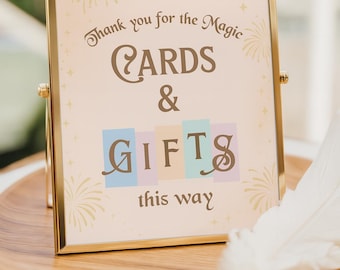 Disneyland Cards & Gifts Sign, Mickey Birthday decor, Happiest Birthday On Earth sign template,  Disneyland Baby Shower Decoration sign