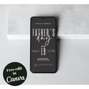 Mobile Elegant Father Day invitation template, Phone minimalist Father’s Day Party Invite, Father's Day Template, Dad Day Invite, e text i image 2