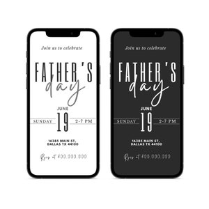 Mobile Elegant Father Day invitation template, Phone minimalist Father’s Day Party Invite, Father's Day Template, Dad Day Invite, e text i image 3