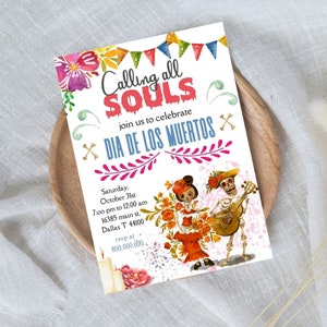 Plantilla de invitación del Día de Muertos, Invitación del Día de Muertos, Fiesta del Día de Los Muertos, Invitación a fiesta digital