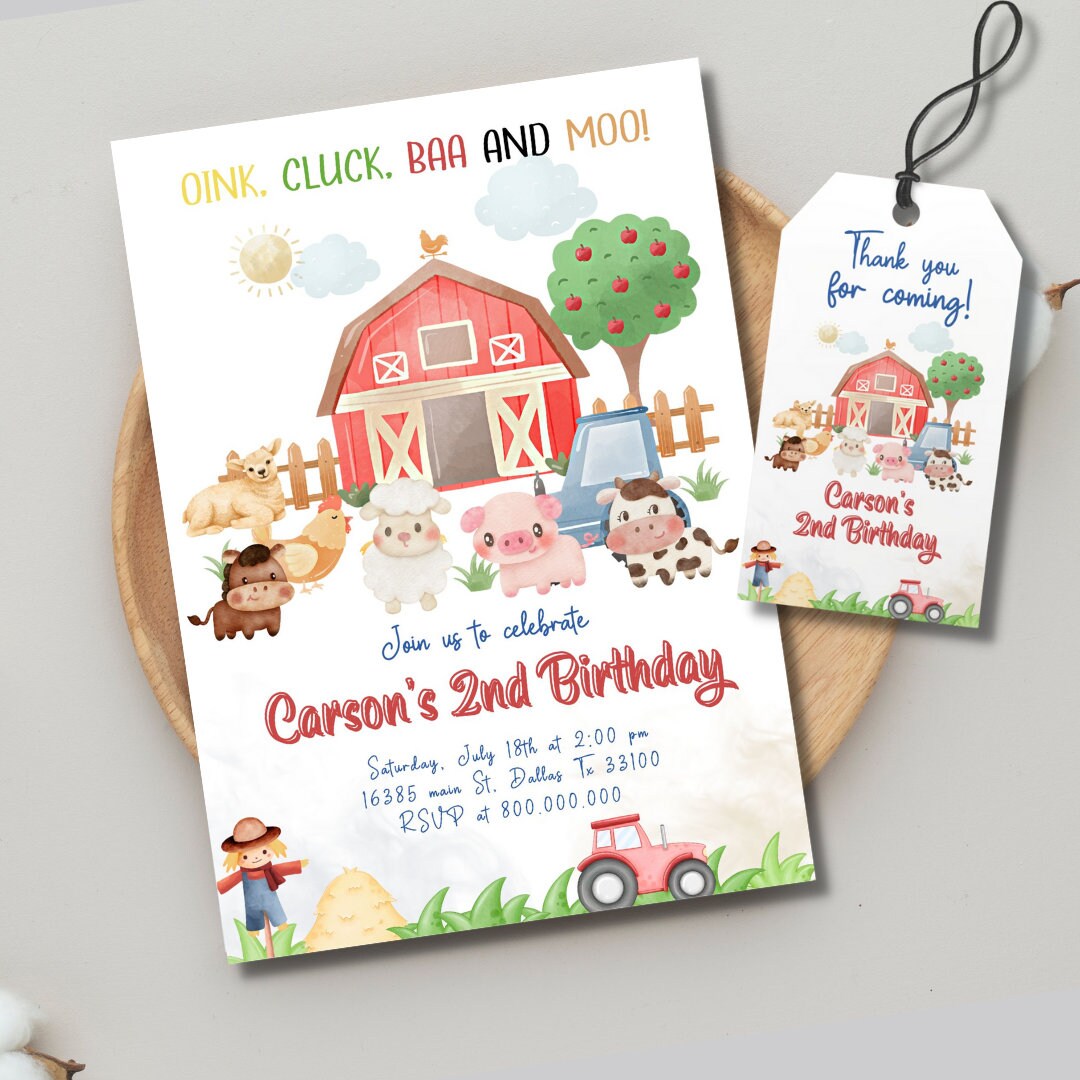Editable Farm Kid Birthday Invitation Template, Printable Farms Animals ...