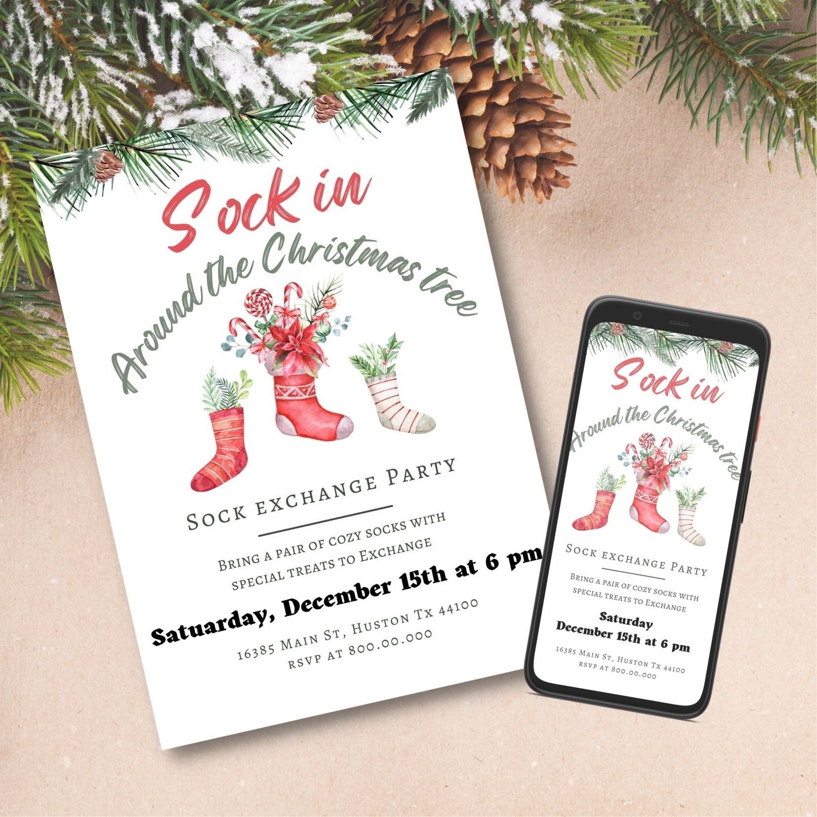 sock-exchange-christmas-party-digital-invitation-template-sock-exchange-christmas-kid-gift-exchange-holiday-party-editable-template-etsy