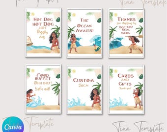 Printable and Editable Moana 2 Sign template, Moana 2 8x10 Bundle Party Favors Signs, Hawaii Birthday Bundle, Moana party supplies