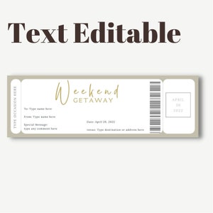 Editable and Printable Weekend Getaway Ticket Template, Modern Vacation ...