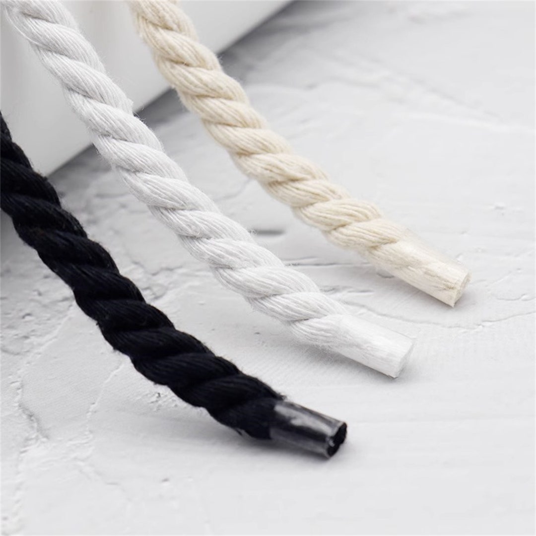 7mm Chunky Shoelaces, Thick Round Head Sneaker Laces, 3 Colors Cotton