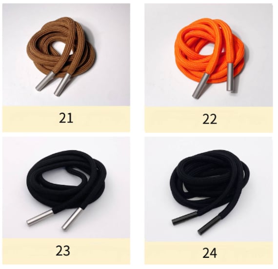Round 6mm Hoodie Drawstrings, Polyester Colored Strings With Metal